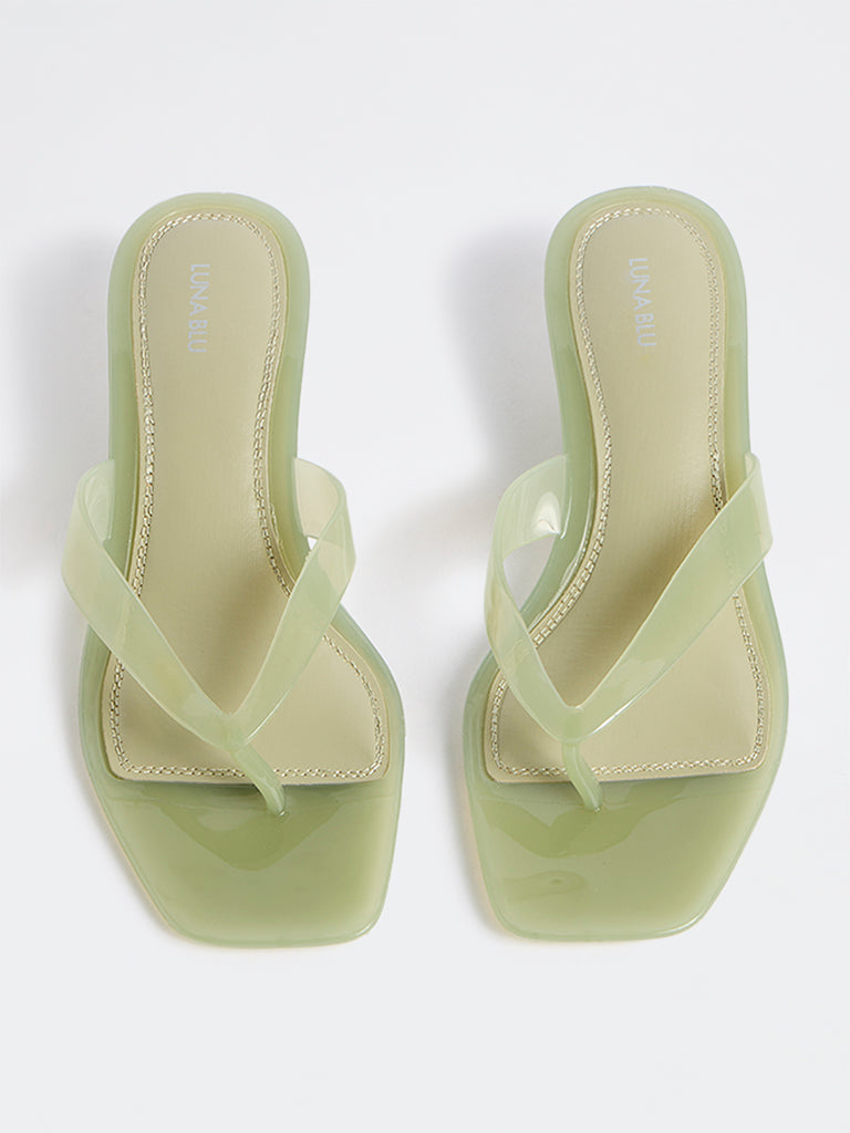 LUNA BLU Sage Green Thong-Strap Jelly Sandals