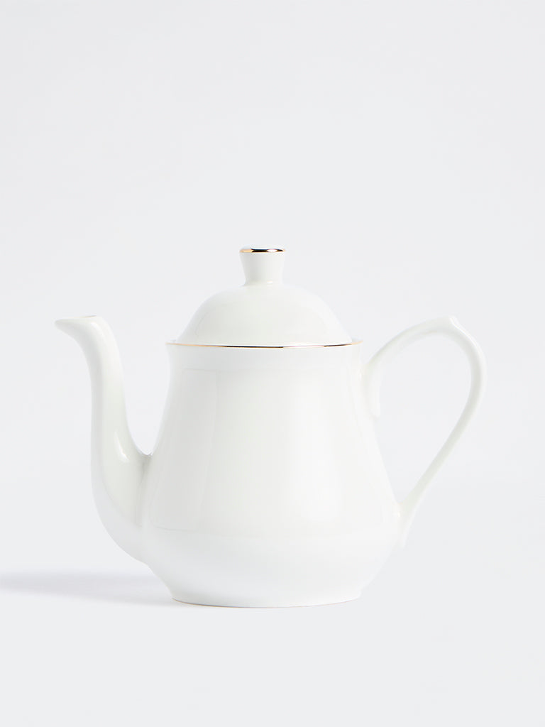 Westside Home White Gold-Rim Teapot