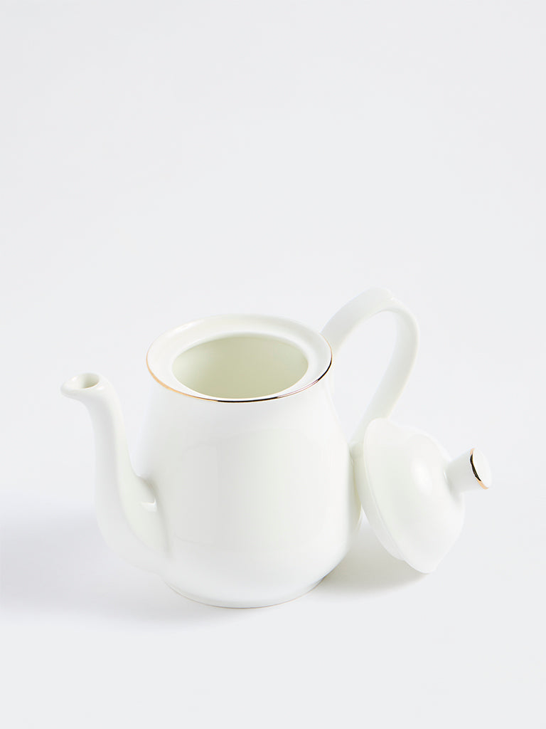 Westside Home White Gold-Rim Teapot