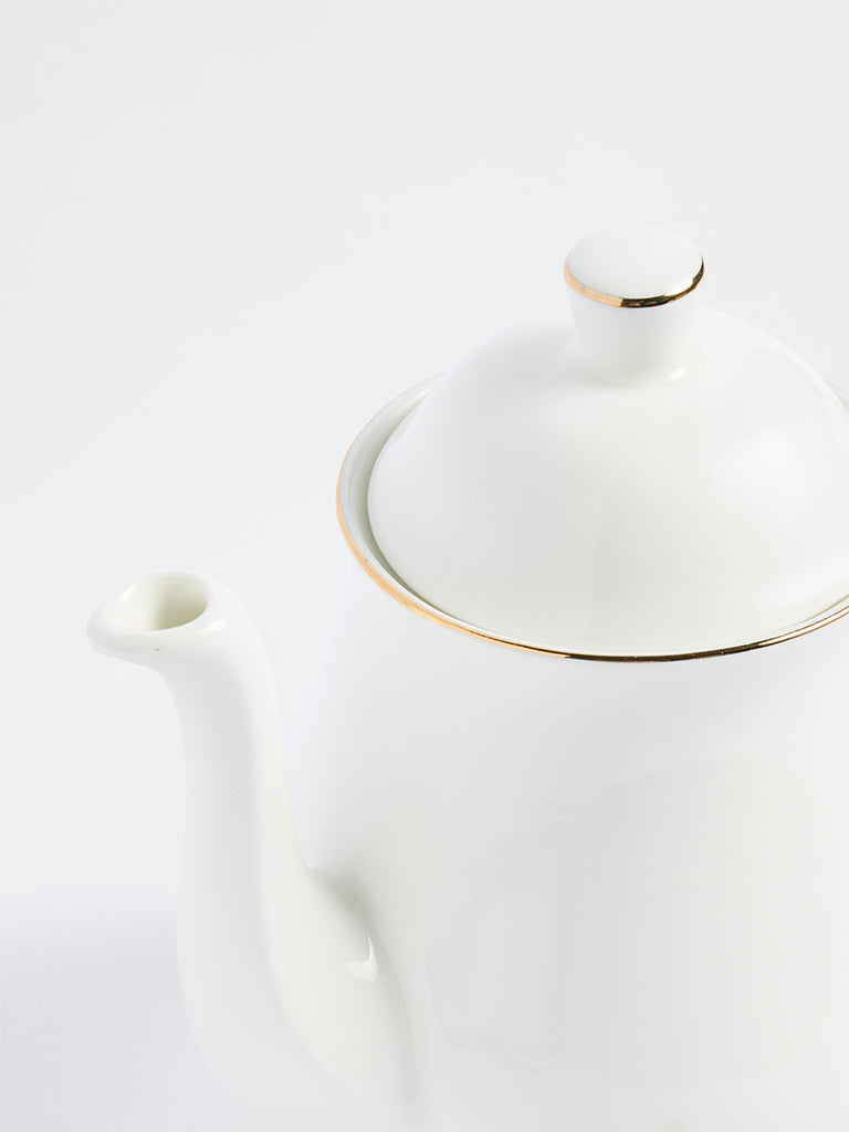 Westside Home White Gold-Rim Teapot