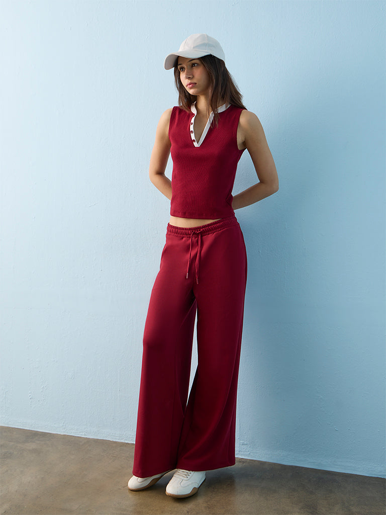 Nuoflexx Maroon High-Rise Pants