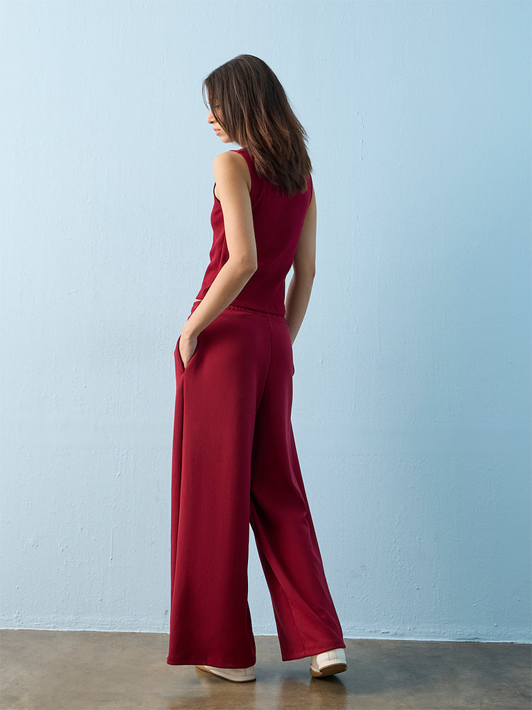 Nuoflexx Maroon High-Rise Pants