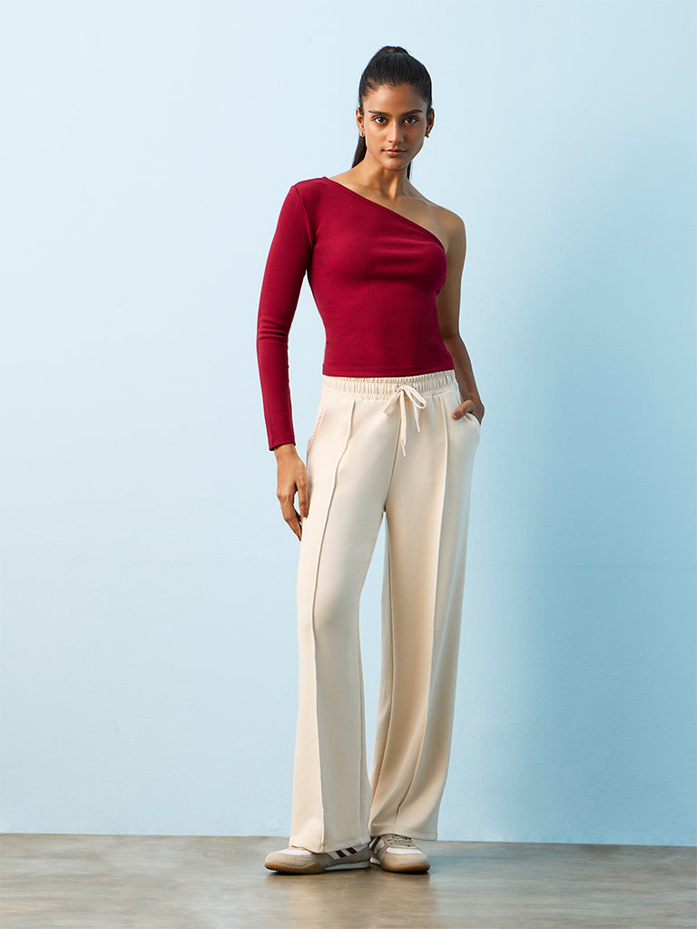 Nuoflexx Cream High-Rise Track Pants