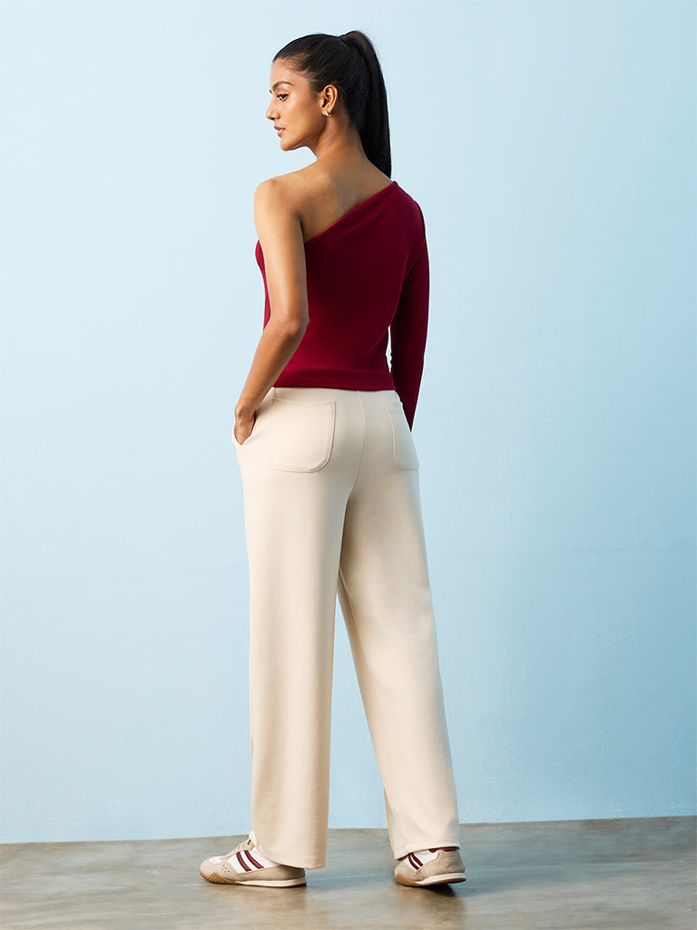 Nuoflexx Cream High-Rise Track Pants