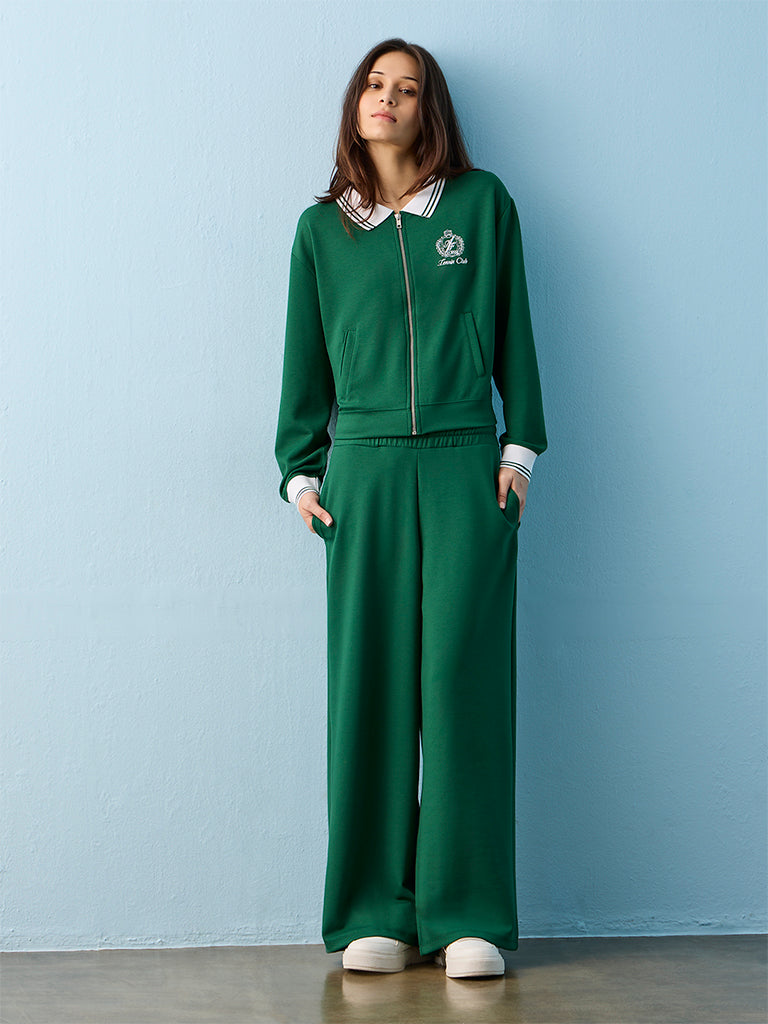 Nuoflexx Green Text Embroidered Jacket