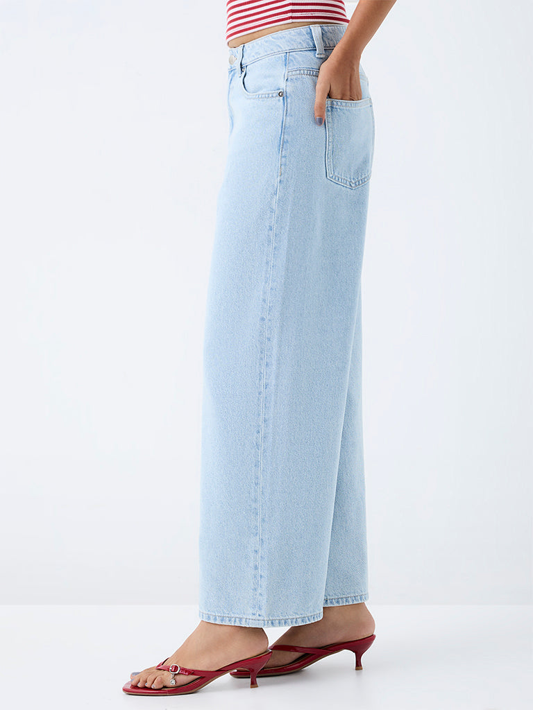 Nuon Light Blue Solid High-Rise Jeans