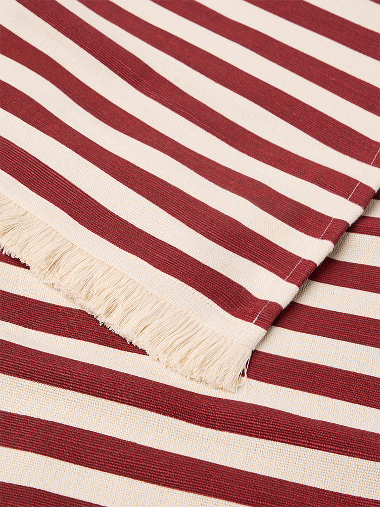 Westside Home Red Stripe Printed Table Runner
