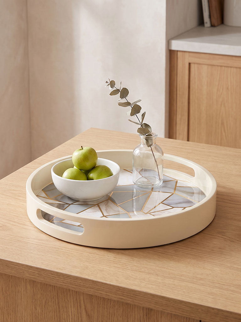 Westside Home Multicolor Abstract Printed Circular Tray
