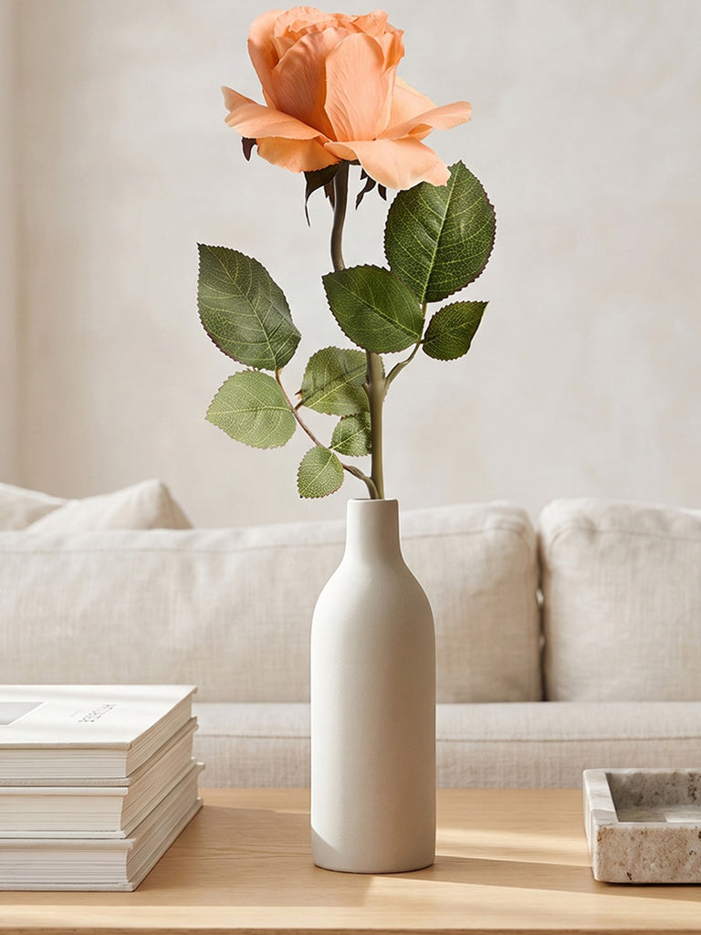 Westside Home Orange Artificial Rose Flower Stem