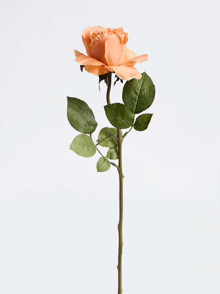 Westside Home Orange Artificial Rose Flower Stem