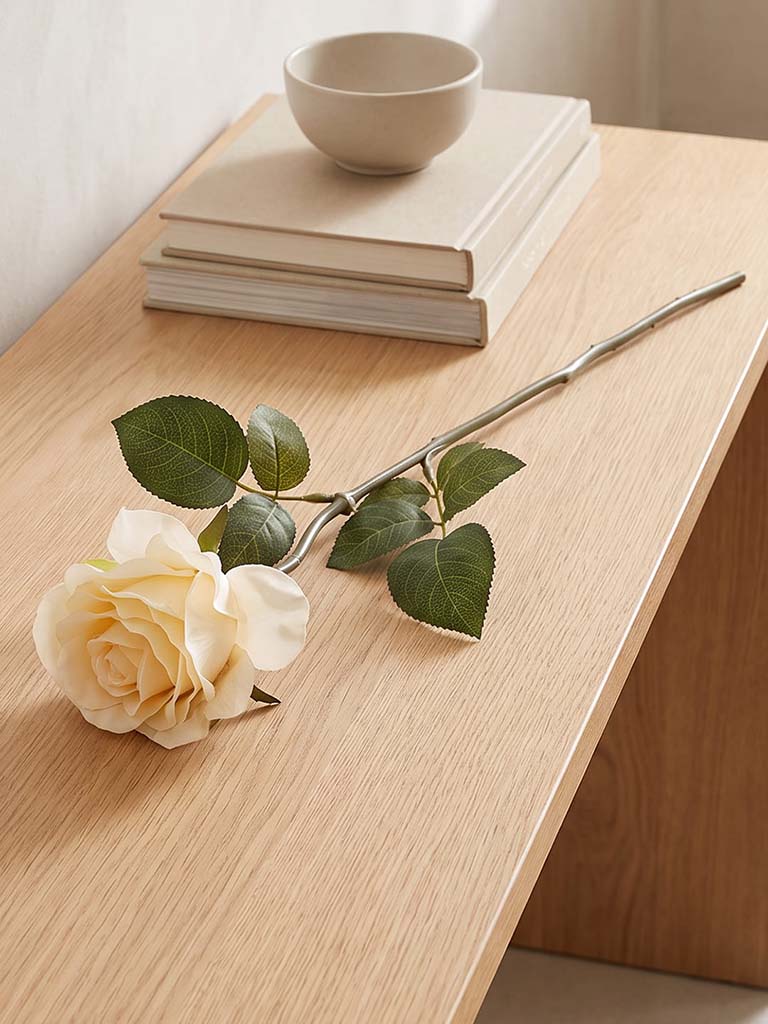 Westside Home White Artificial Rose Flower Stem