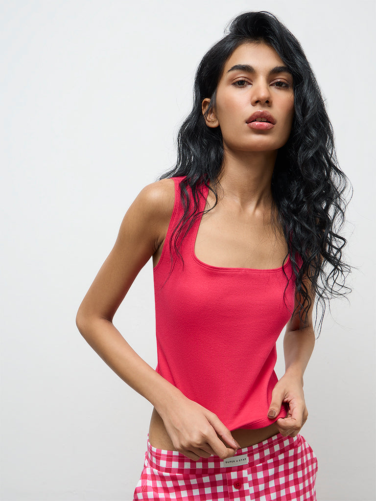 Superstar Fuchsia Cotton-Blend Top