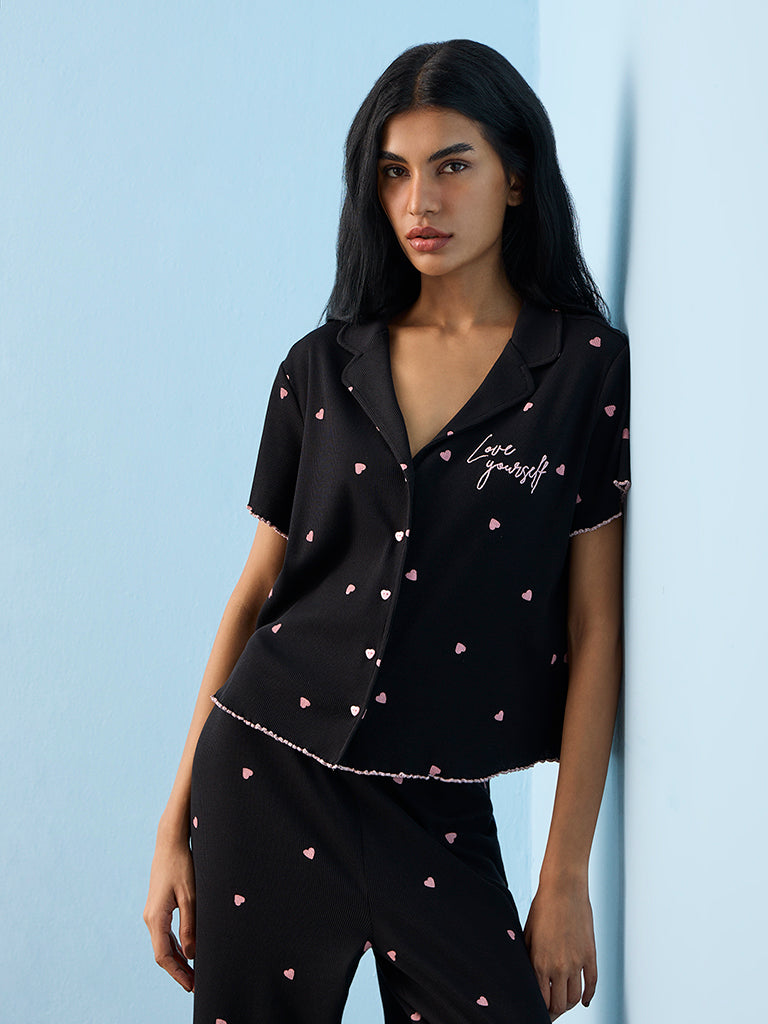 Superstar Black Ribbed-Textured Cotton-Blend Shirt