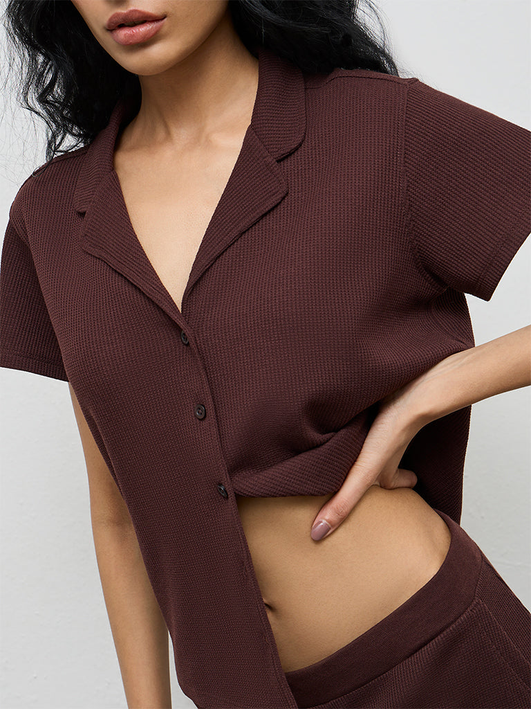 Superstar Brown Textured Cotton Shirt