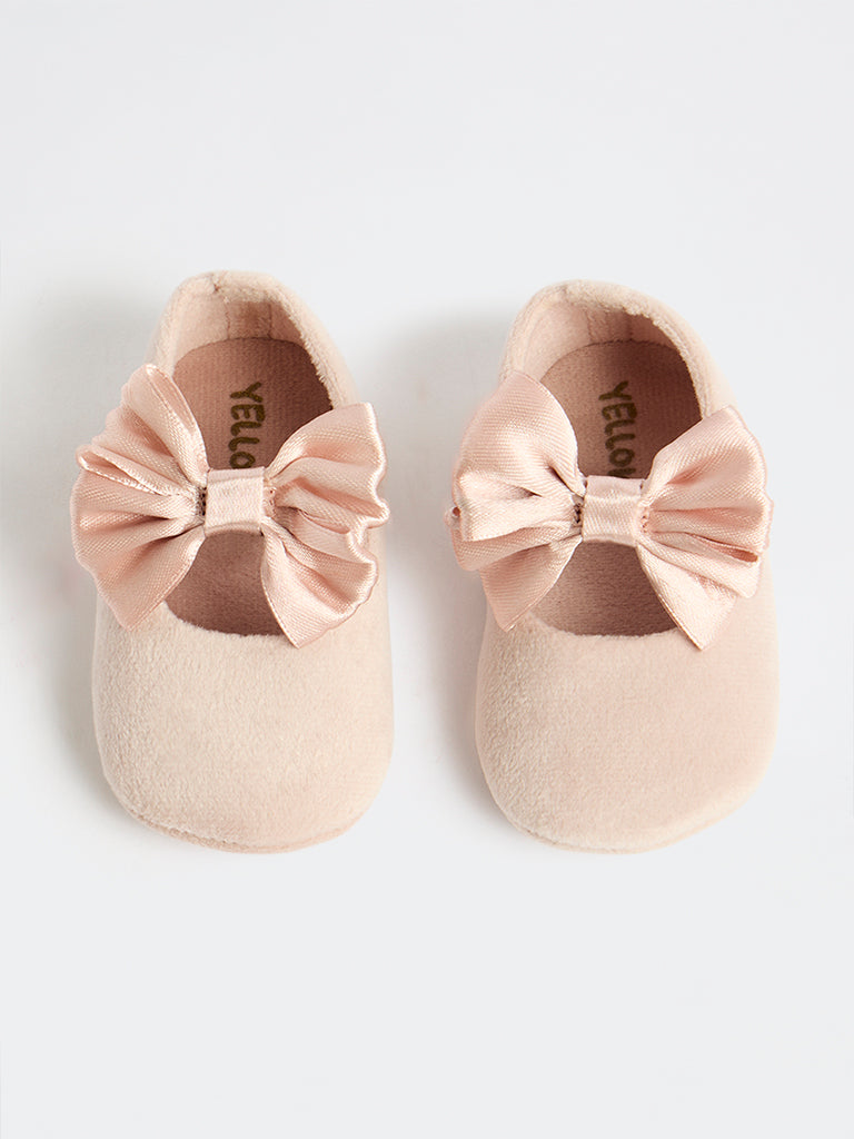 Yellow Pink Bow-Detailed Booties