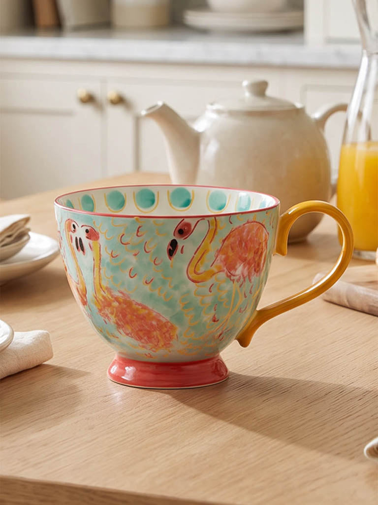Westside Home Aqua Flamingo Printed Cup