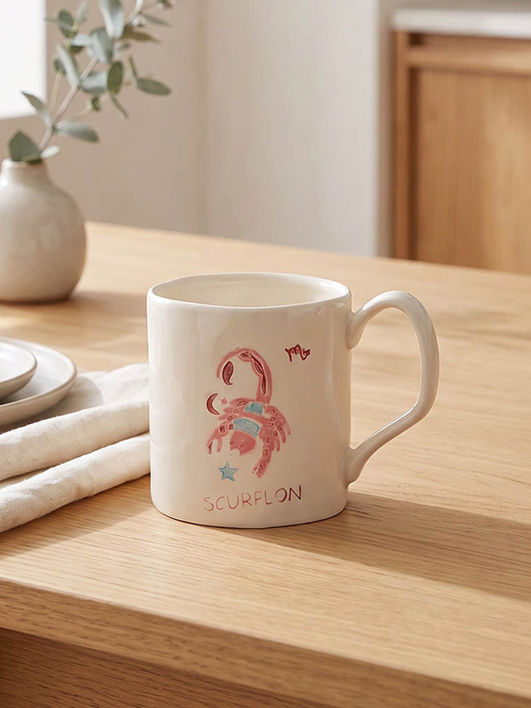 Westside Home Off-White Scorpio Zodiac Mug