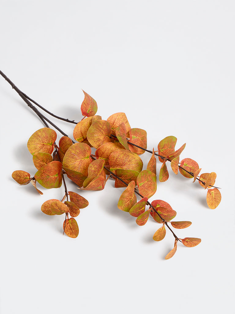 Westside Home Orange Artificial Eucalyptus Flower Branch