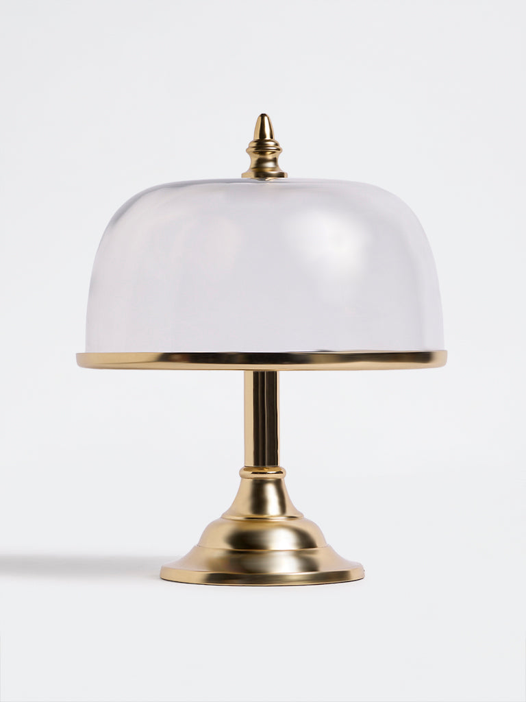 Westside Home Gold Pillar Cake Stand with Glass Lid