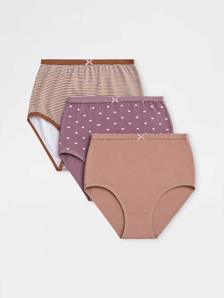 Wunderlove 3-Pack Printed Cotton-Blend Full Briefs