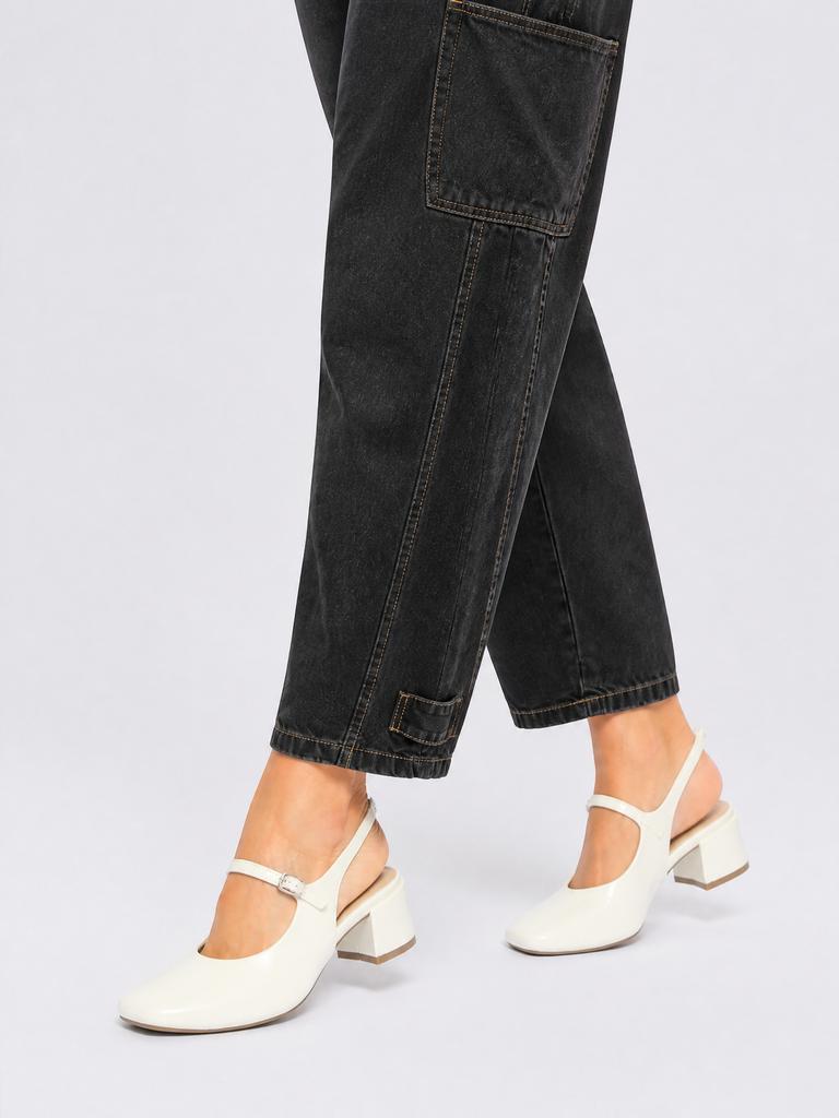 LUNA BLU White Mary Jane Block-Heel Shoes