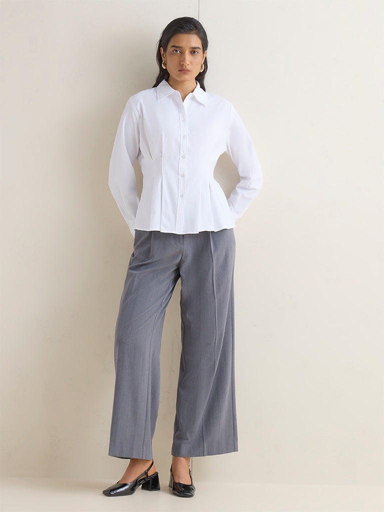 Wardrobe White Solid Blouse