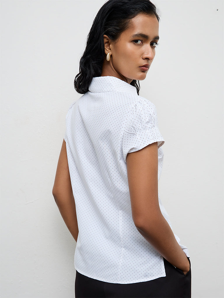 Wardrobe White Dot-Printed Shirt
