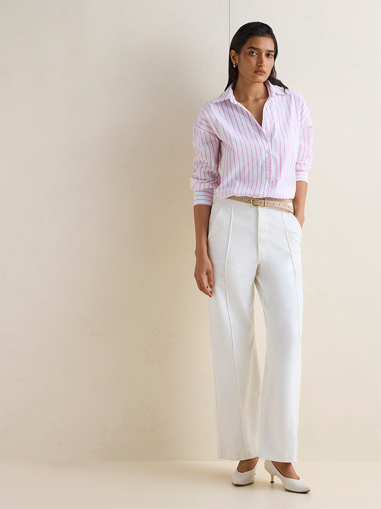 Wardrobe Pink Striped Cotton Shirt