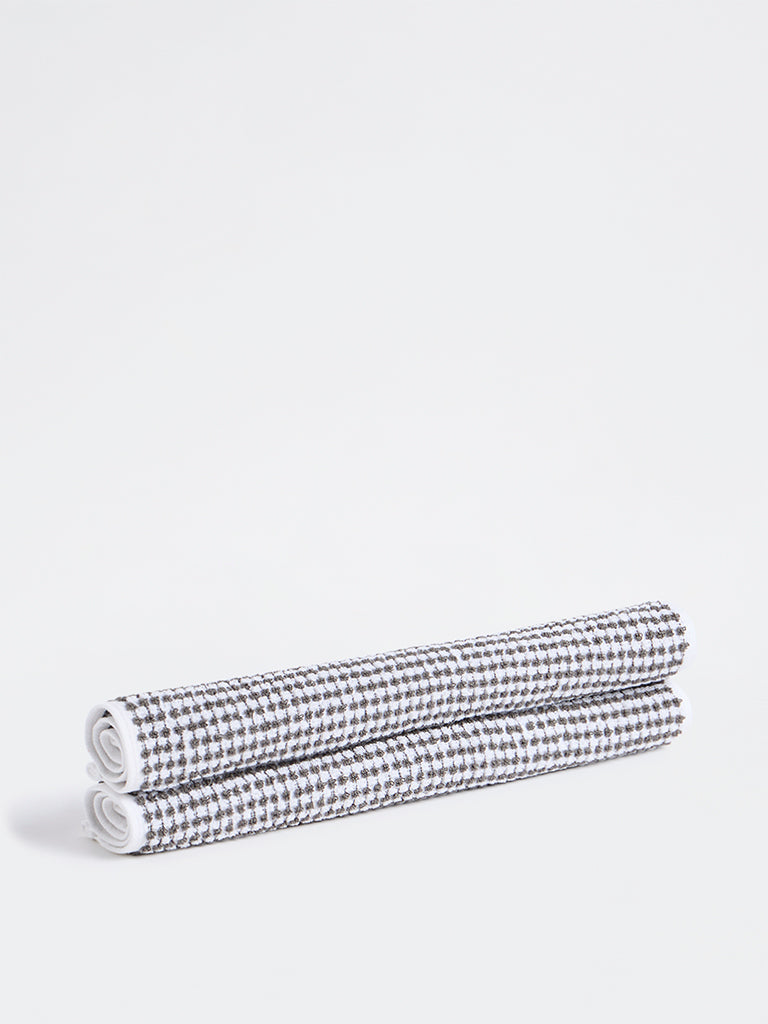 Westside Home White and Grey Pebble Textured Face Towel - Pack of 2