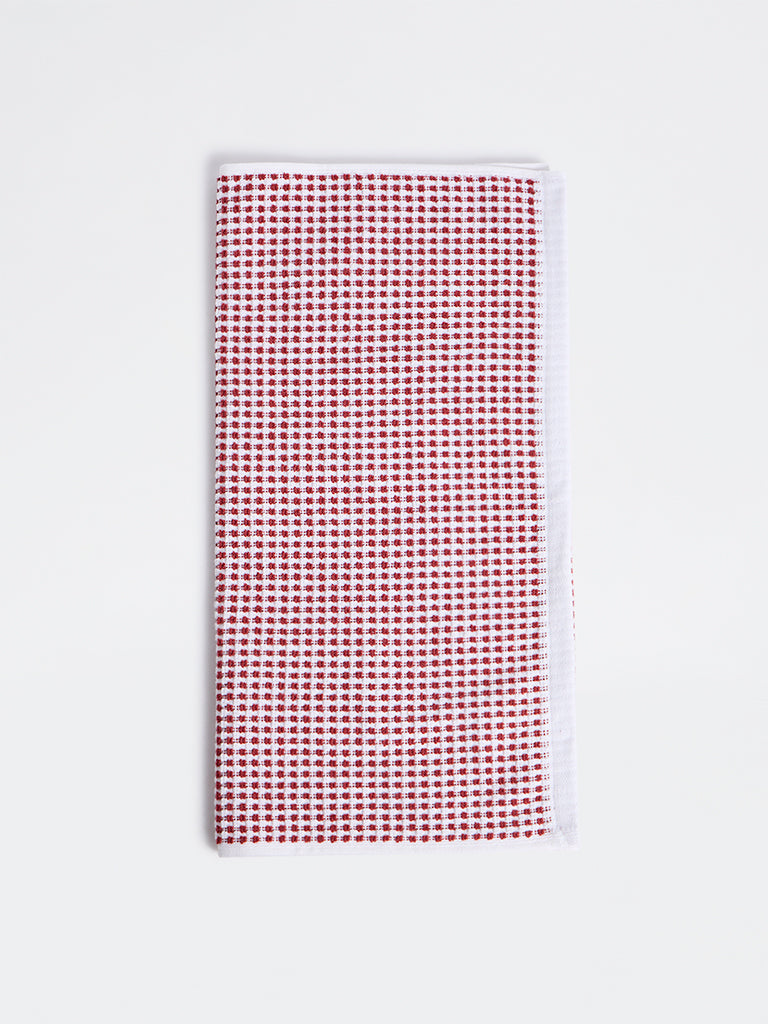 Westside Home White and Red Pebble Textured Hand Towel