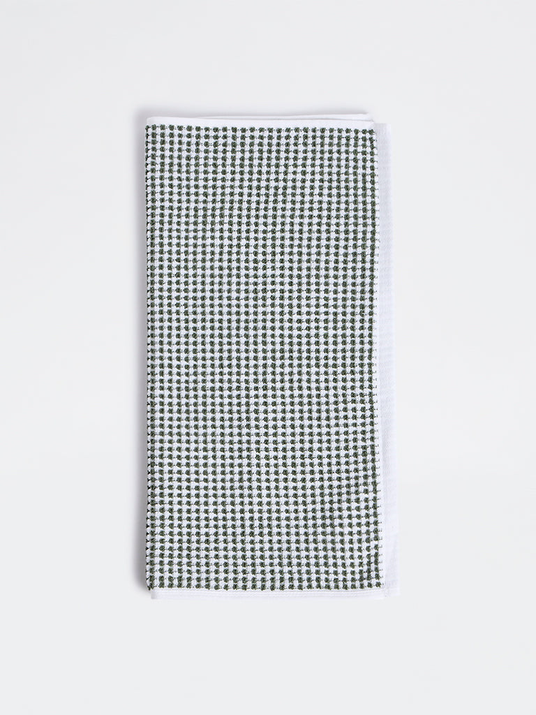 Westside Home White and Green Pebble Textured Hand Towel