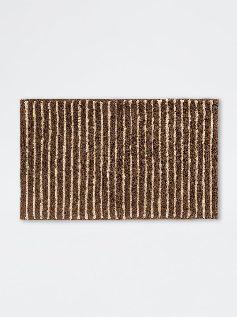 Westside Home Brown Striped Bath Mat