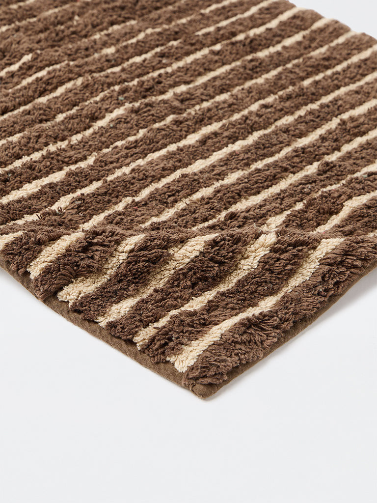 Westside Home Brown Striped Bath Mat