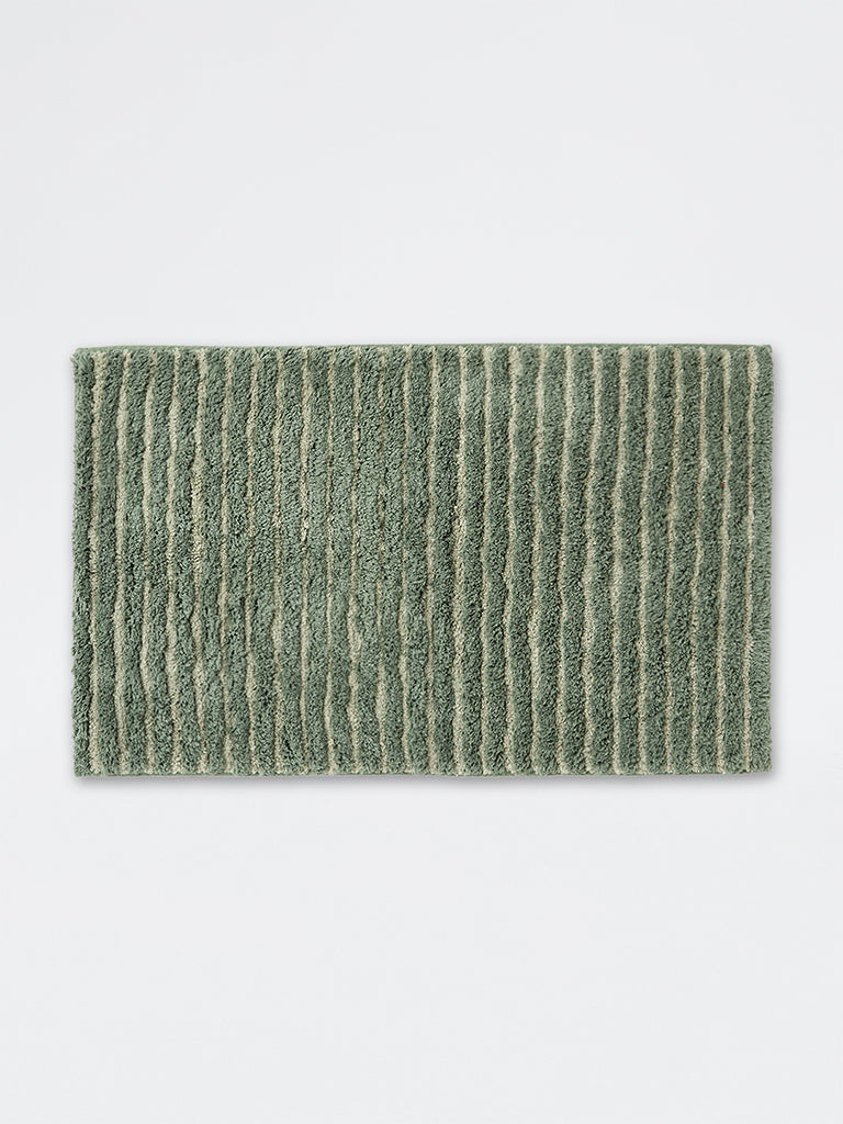 Westside Home Sage Striped Bath Mat