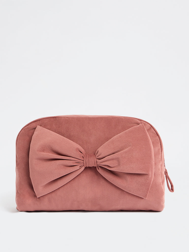 Westside Home Dusty Pink 3D Bow Detail Pouch