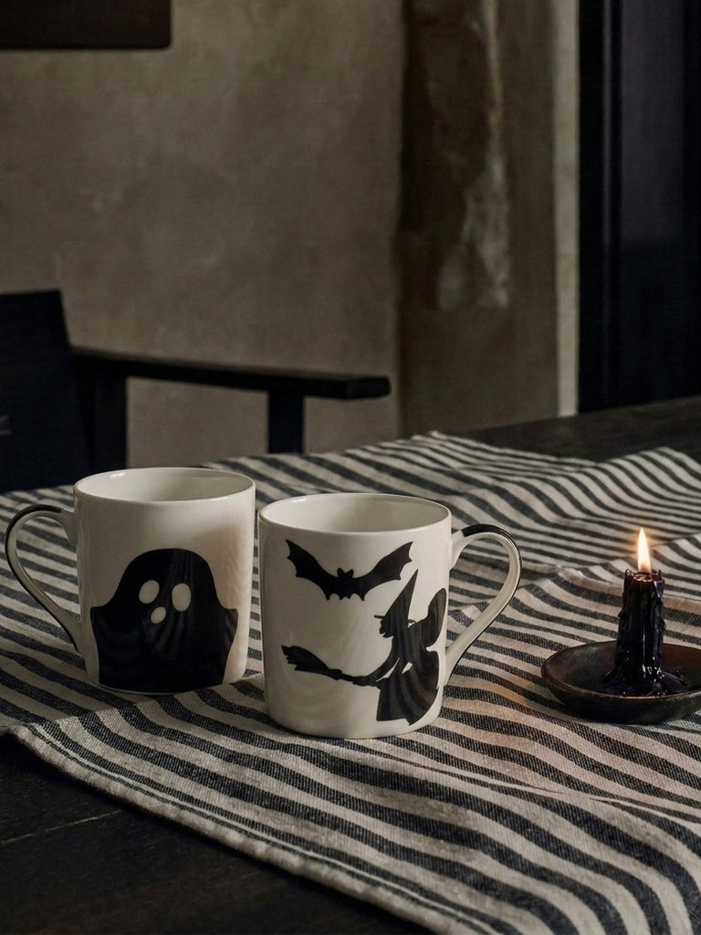 Westside Home White Printed Halloween Mugs - Set of 2