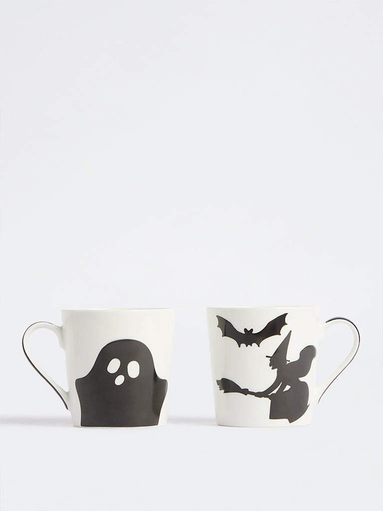 Westside Home White Printed Halloween Mugs - Set of 2