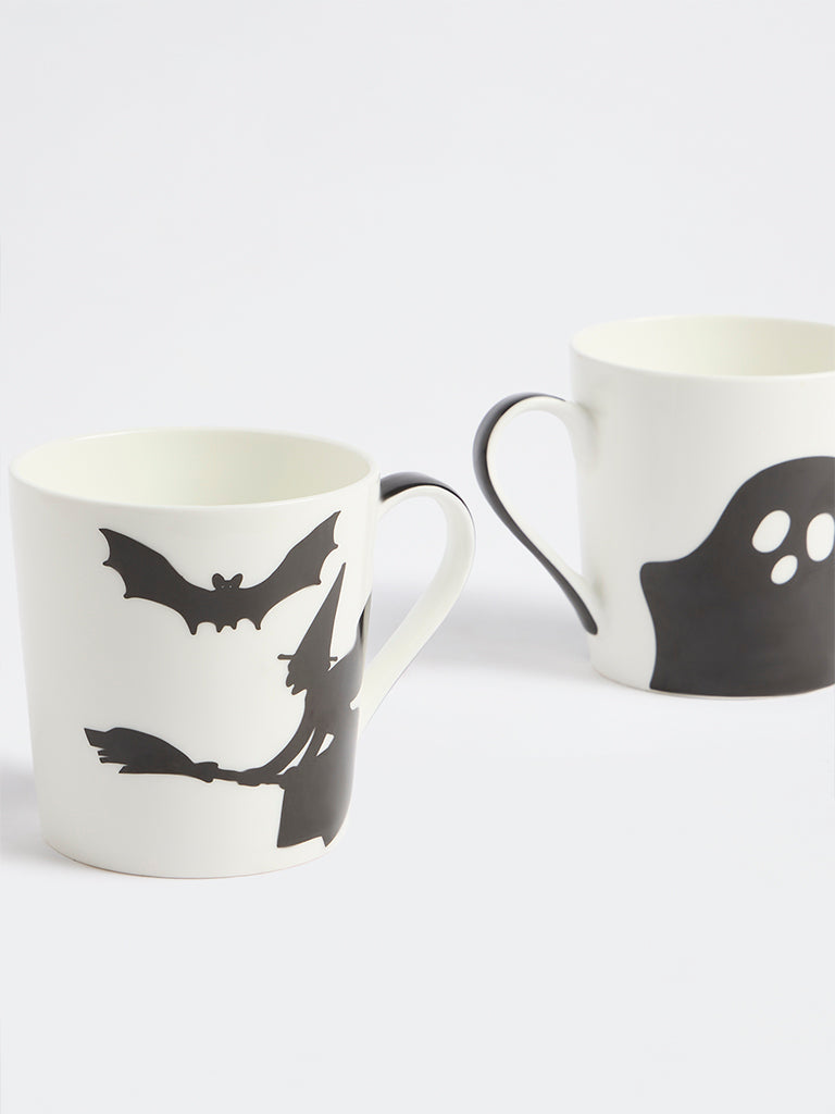 Westside Home White Printed Halloween Mugs - Set of 2
