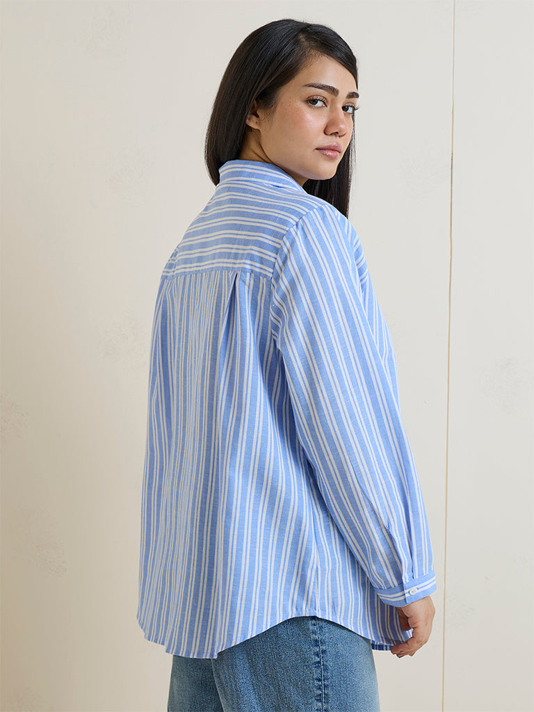 Gia Blue Striped Cotton Shirt