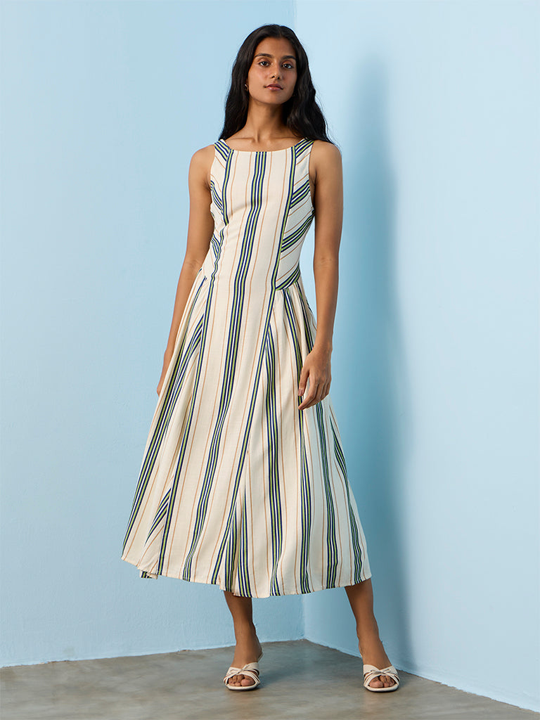 LOV Multicolor Striped A-Line Dress