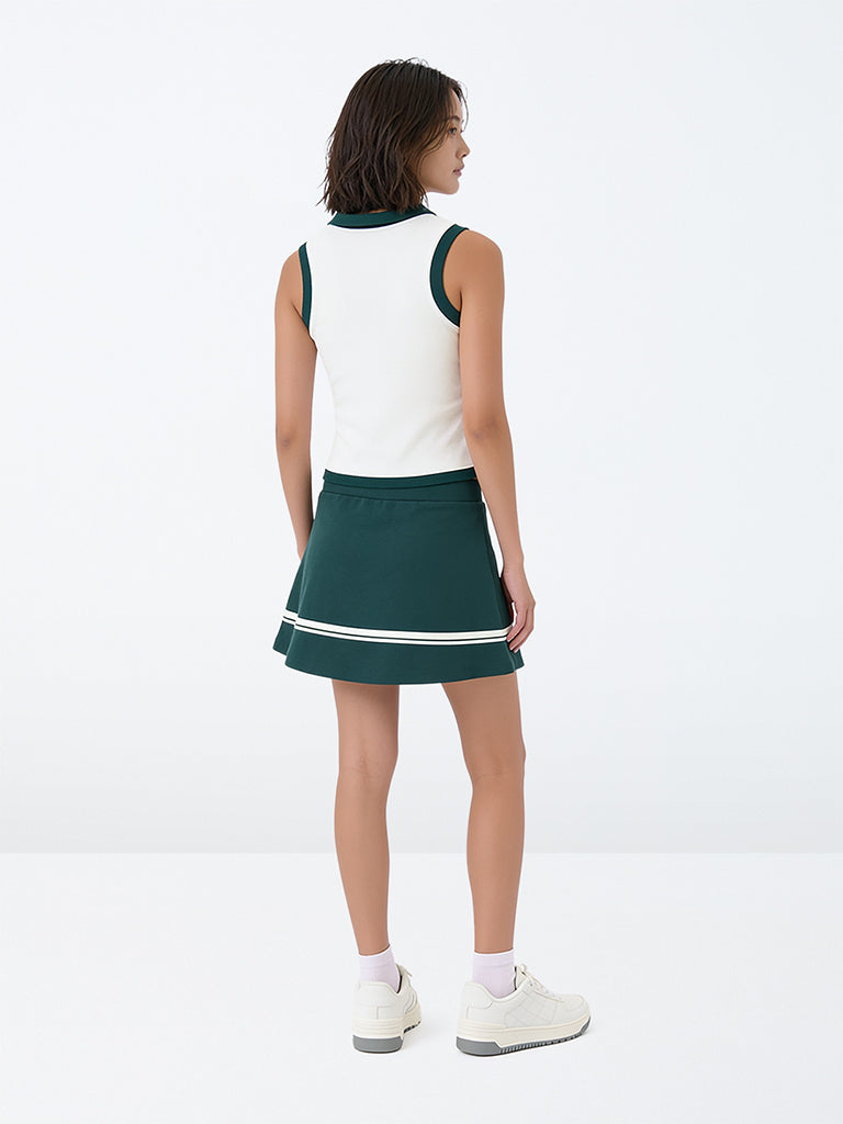 Girls White Text Printed Cotton-Blend T-Shirt and Skirt Set