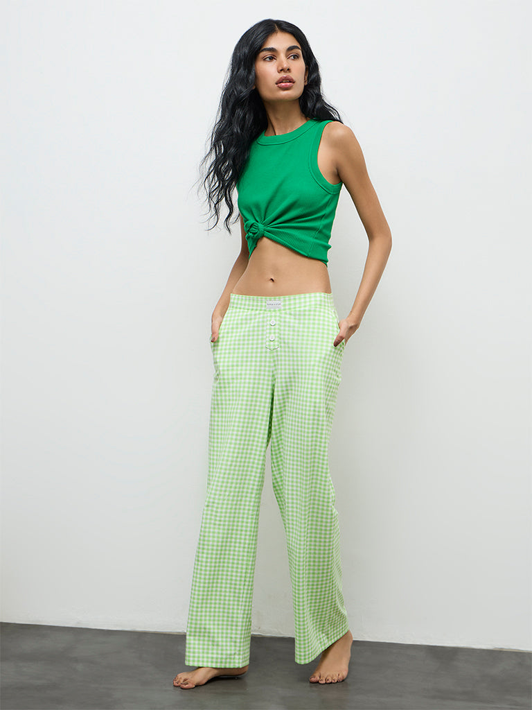 Superstar Green Ribbed Cotton-Blend Top
