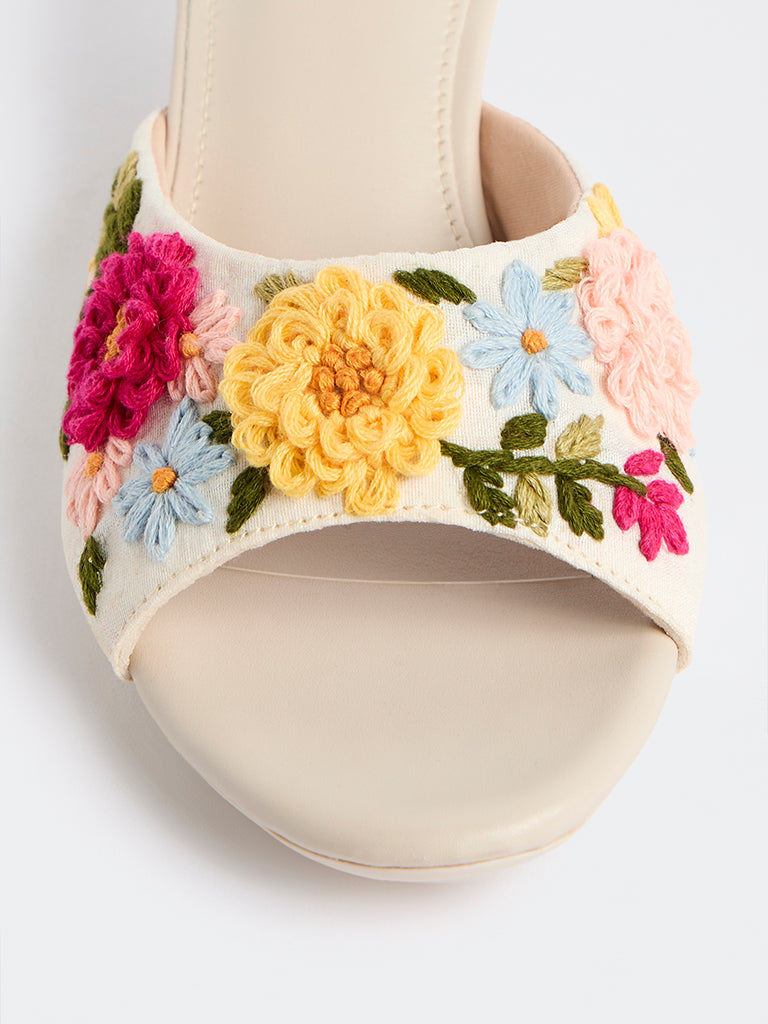 LUNA BLU Multicolour Floral Embroidered Heel Sandals