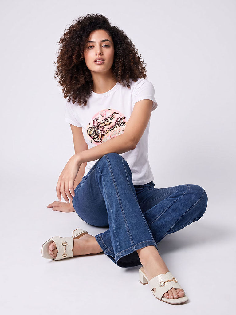 LUNA BLU Ivory Block-Heel Sandals