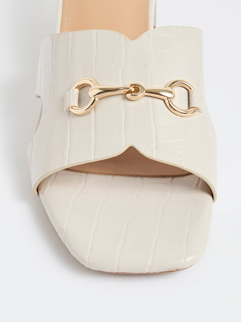 LUNA BLU Ivory Block-Heel Sandals