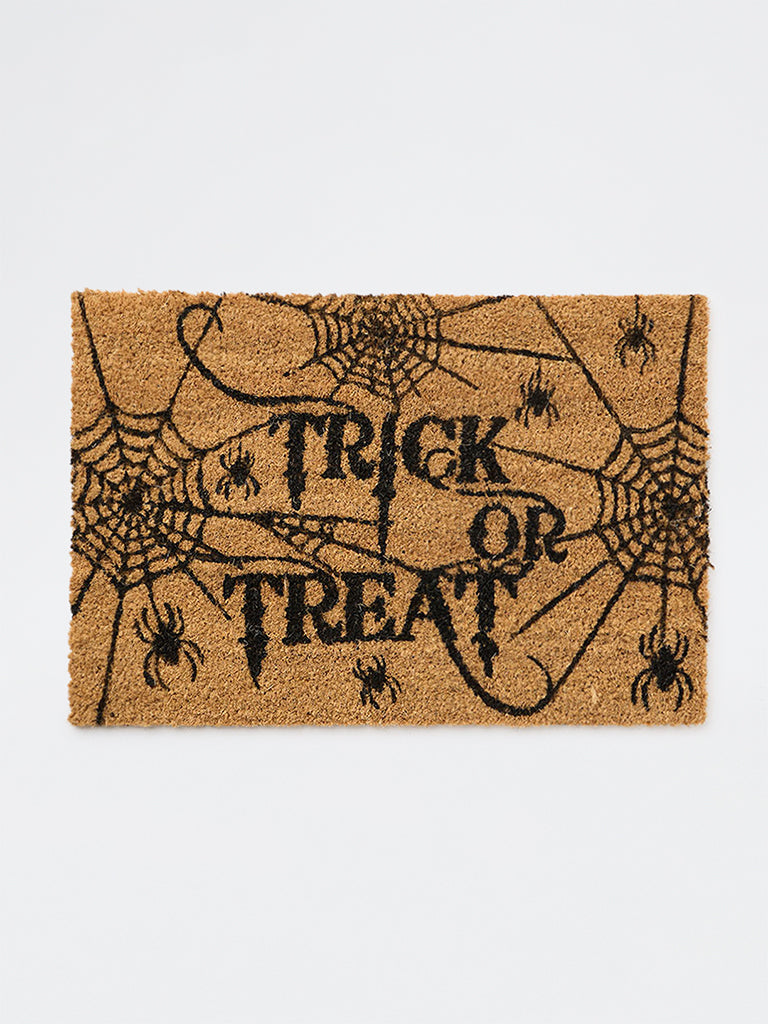 Westside Home Black Spider Web Design Halloween Coir Mat
