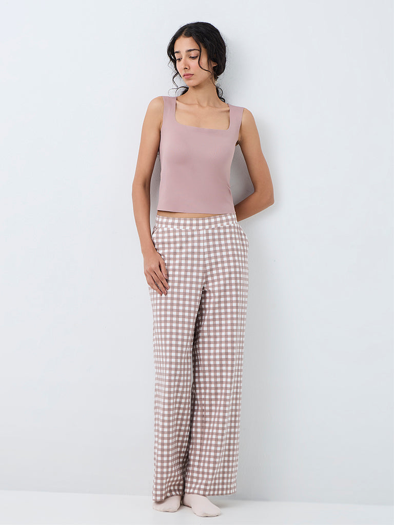 Superstar Light Mauve Self-Striped Padded Camisole