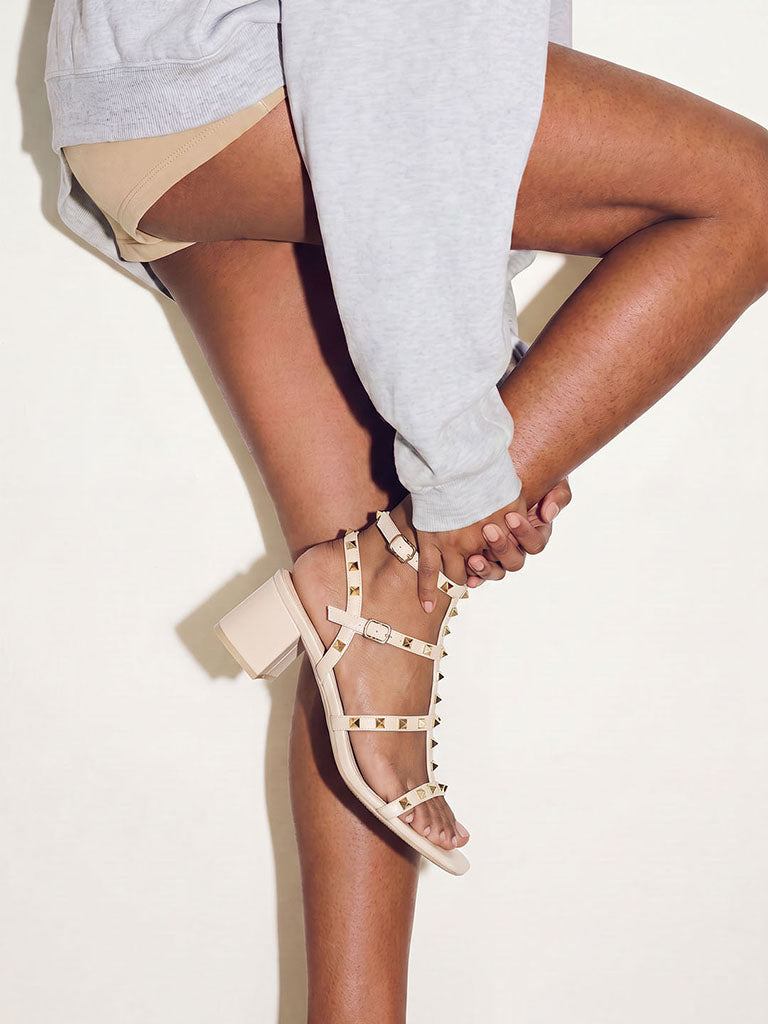LUNA BLU Ivory Block Heel Sandals