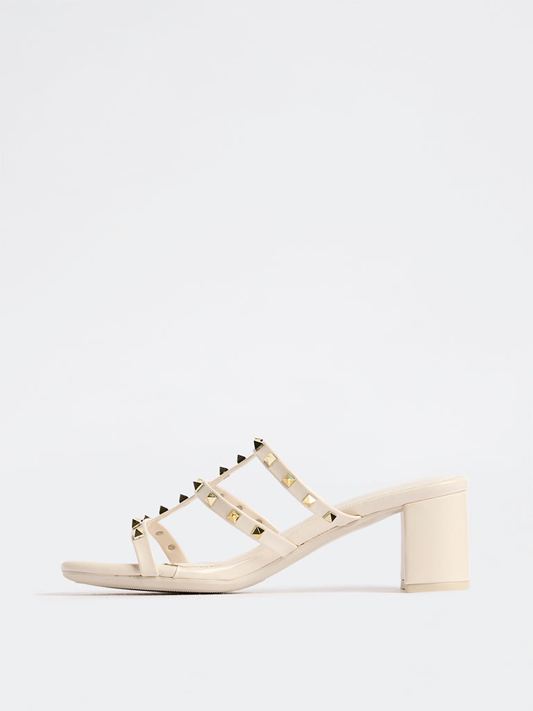LUNA BLU Ivory Block Heel Sandals