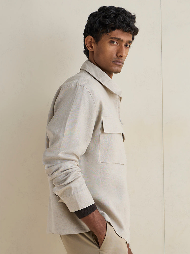 Ascot Light Beige Relaxed-Fit Linen Jacket